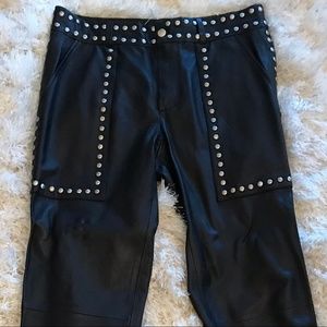 Women's NWT Black Leather with studs Pants size 2